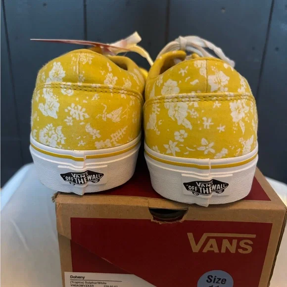Vans Bright Yellow Floral Canvas Shoes - Picture 4 of 6